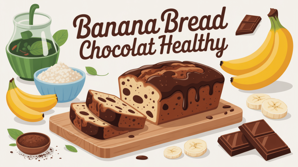 banana bread chocolat healthy cake moelleux sur planche, ingrédients naturels