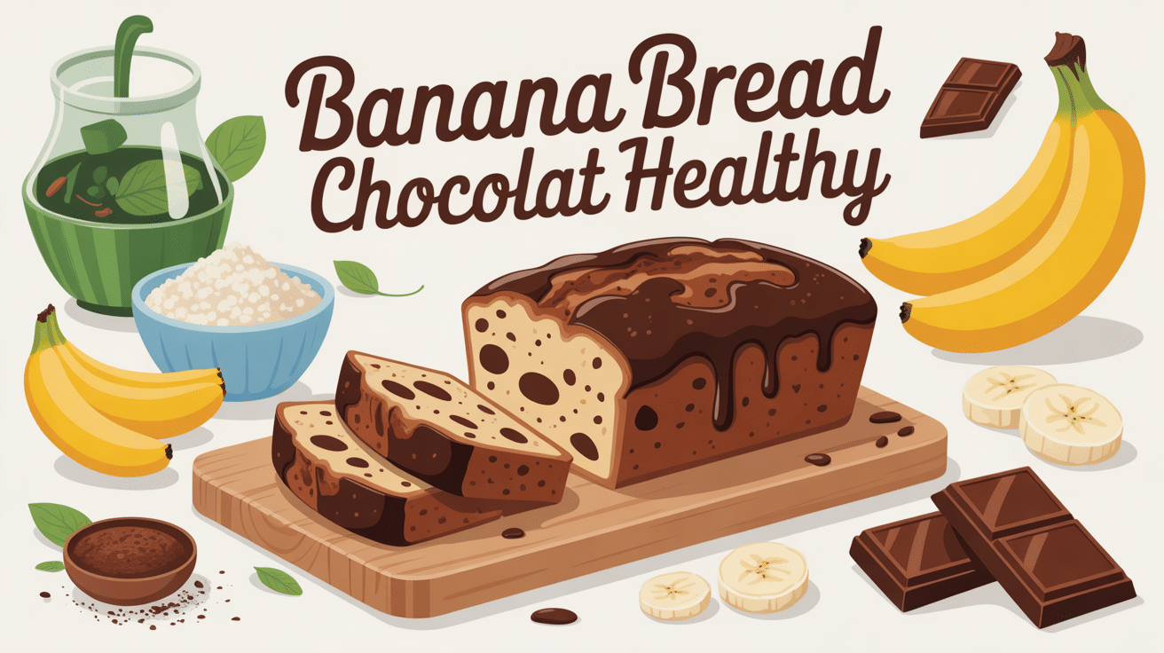 banana bread chocolat healthy cake moelleux sur planche, ingrédients naturels