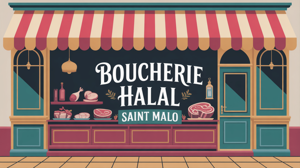 Devanture boucherie halal saint malo illustration SEO