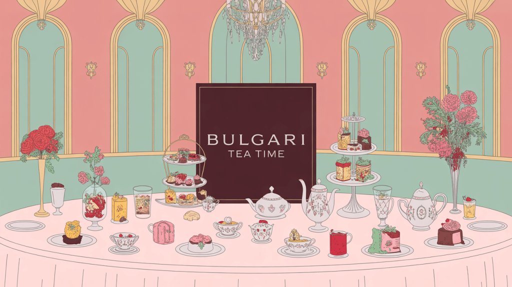 illustration bulgari tea time ambiance luxe palace