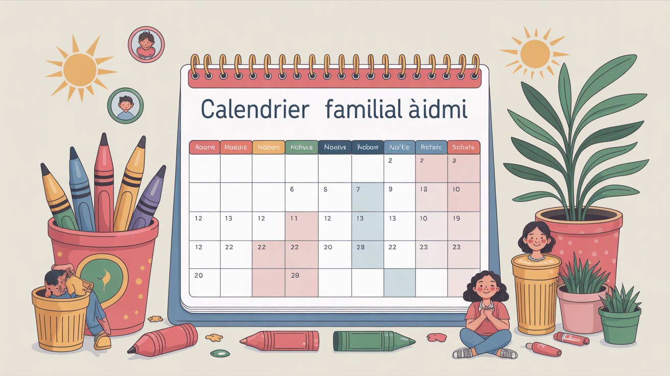 calendrier familial à imprimer illustré ambiance organisée