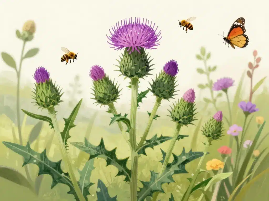 chardon sauvage et identification dans un jardin