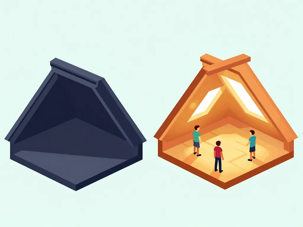 Comparaison de comble aménagé et grenier en schéma