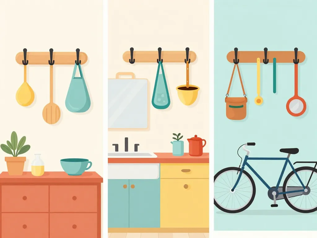 différents types de crochets muraux décoratifs, fonctionnels et techniques