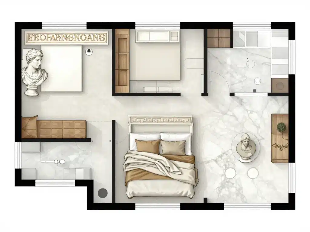 décoration grecque antique adaptée dans salon chambre salle de bain