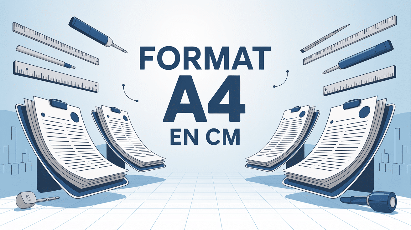 illustration moderne format a4 en cm avec outils de mesure