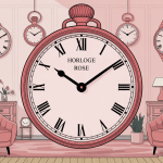 illustration horloge rose déco design