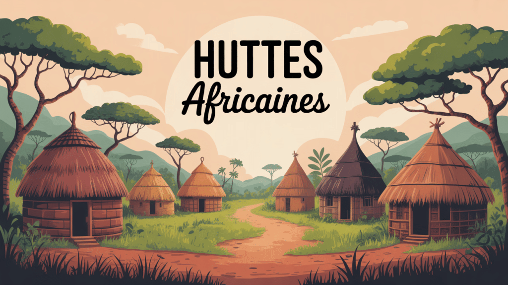 illustration de huttes africaines dans un village traditionnel