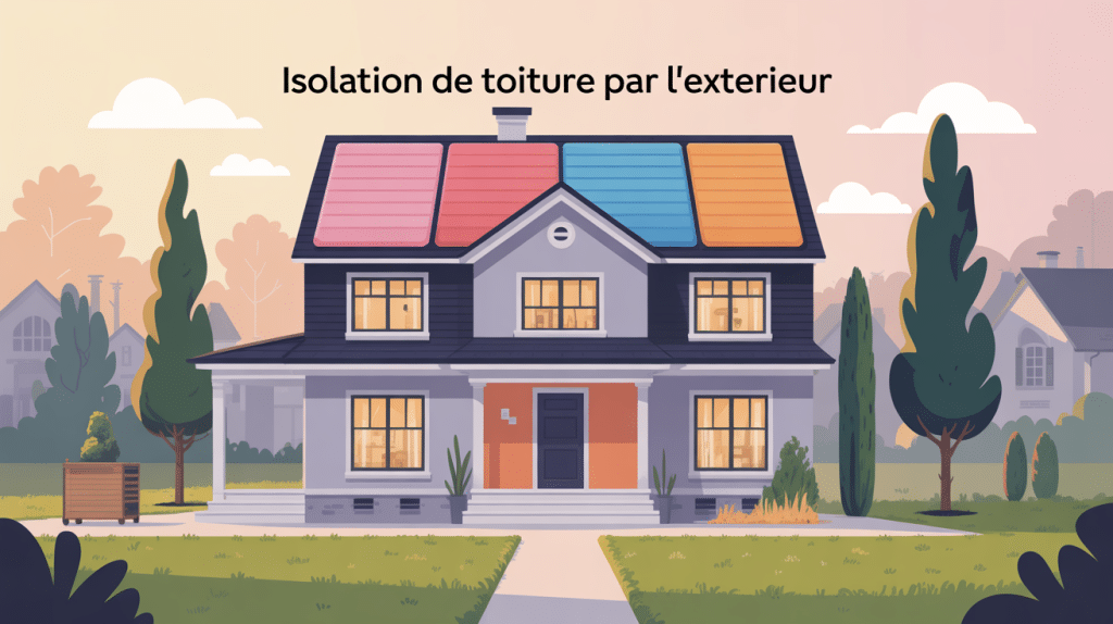 illustration isolation toiture par exterieur coupe maison