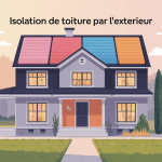 illustration isolation toiture par exterieur coupe maison