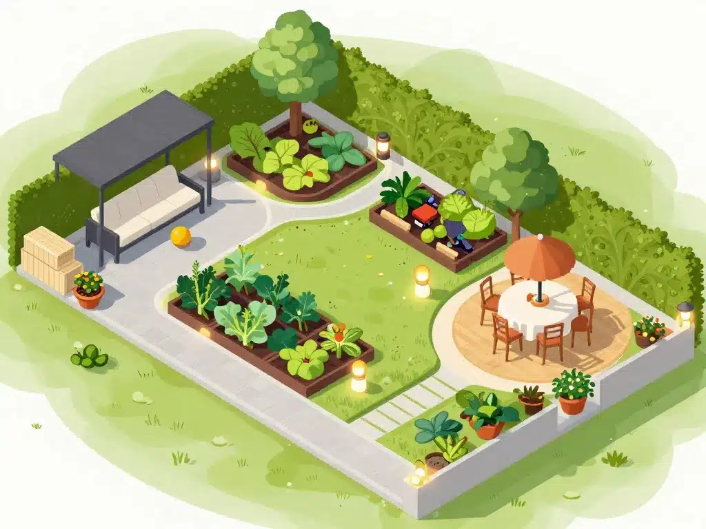 concept zone fonctionnelle jardin plus plan