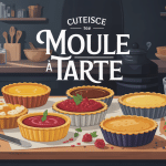 moule a tarte et ustensiles sur plan de travail
