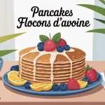 pancakes flocons d avoine avec fruits frais sur table petit dejeuner