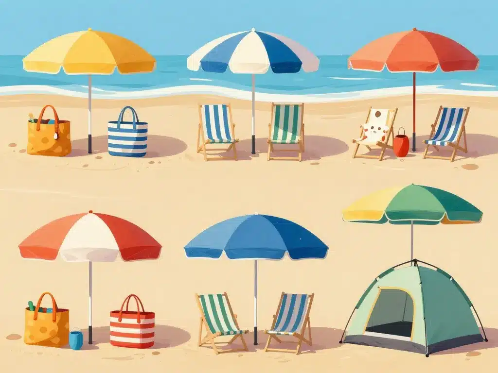 Différents modèles de parasol plage sur le sable