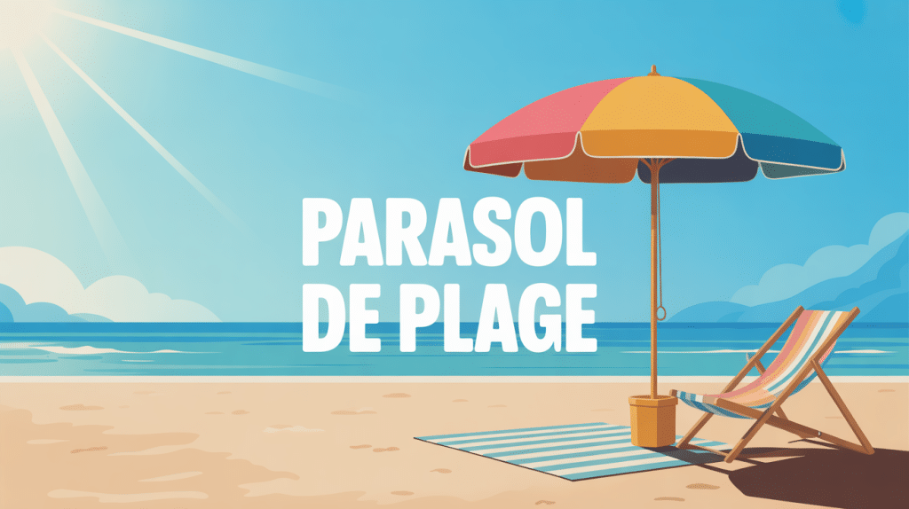 Scène de plage avec parasol plage moderne et mer