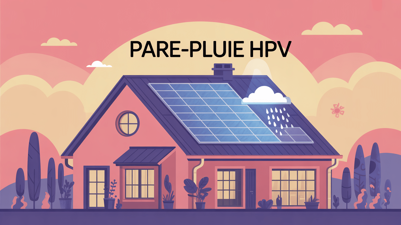 Illustration pare-pluie hpv sur toiture, coupe, protection maison