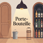 porte bouteille stylisé en bois et métal en cuisine salon et cave