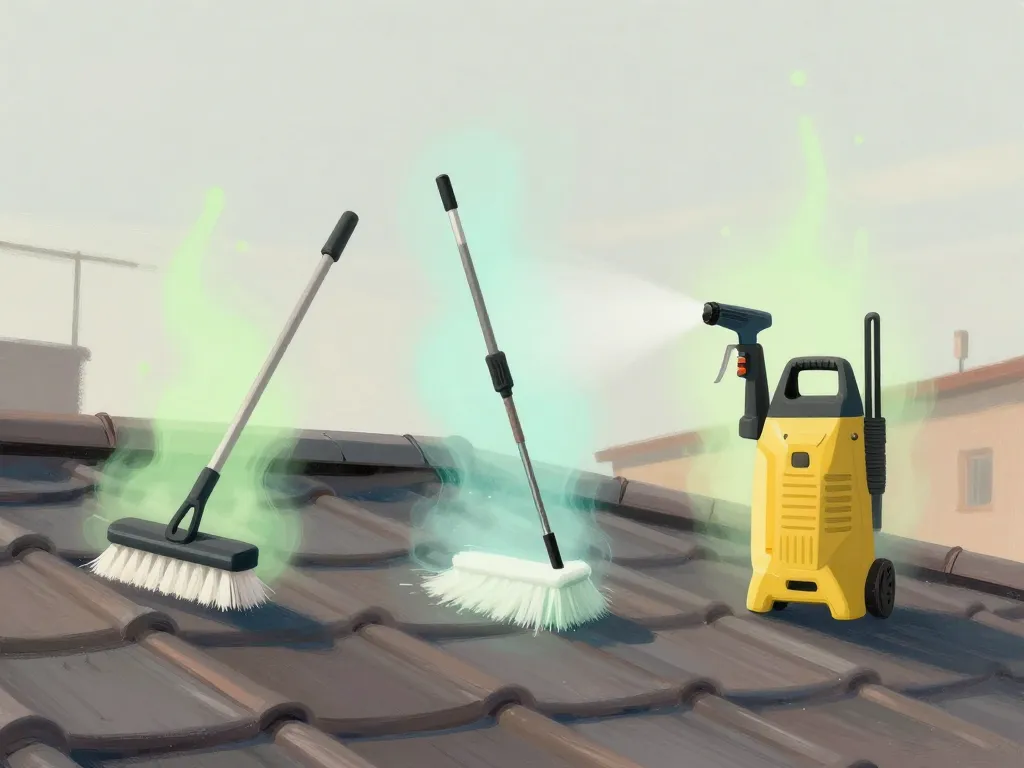 comparaison méthodes prix pour nettoyer un toit visuel outils