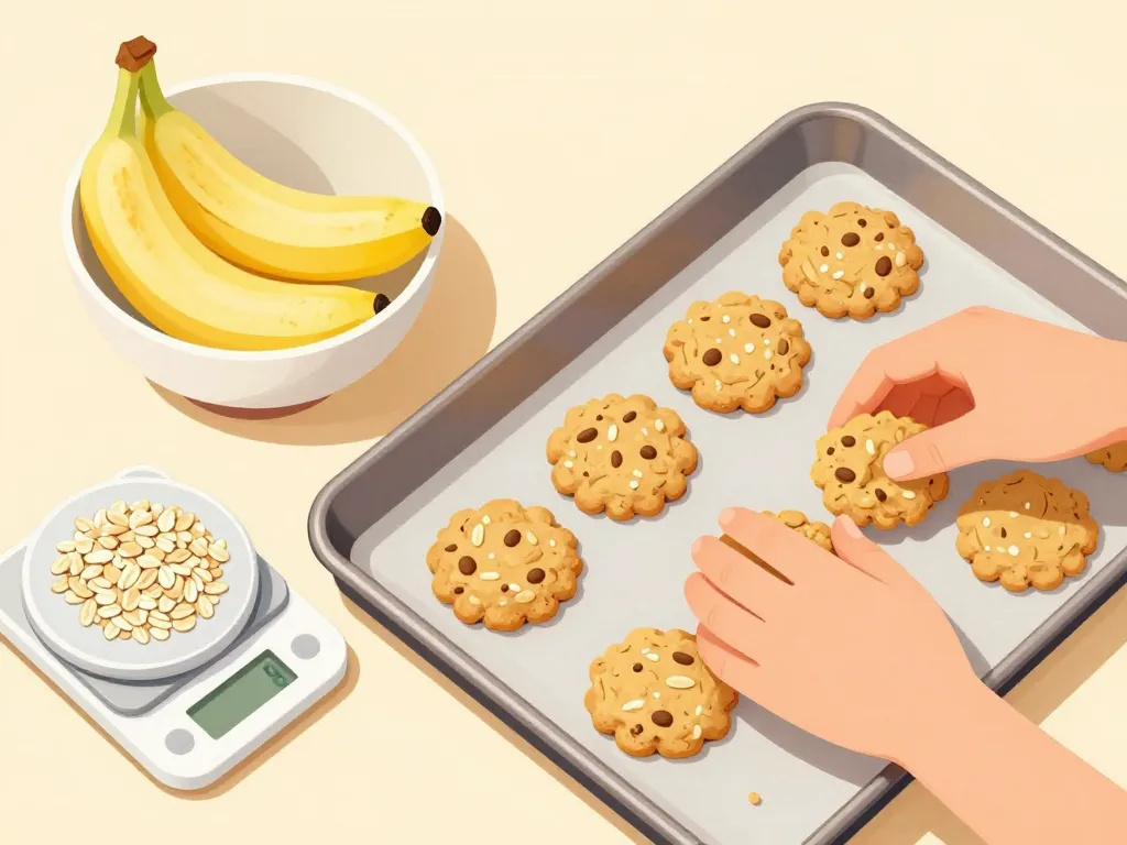 Etapes de préparation recette cookies flocons d avoine banane, pâte et façonnage