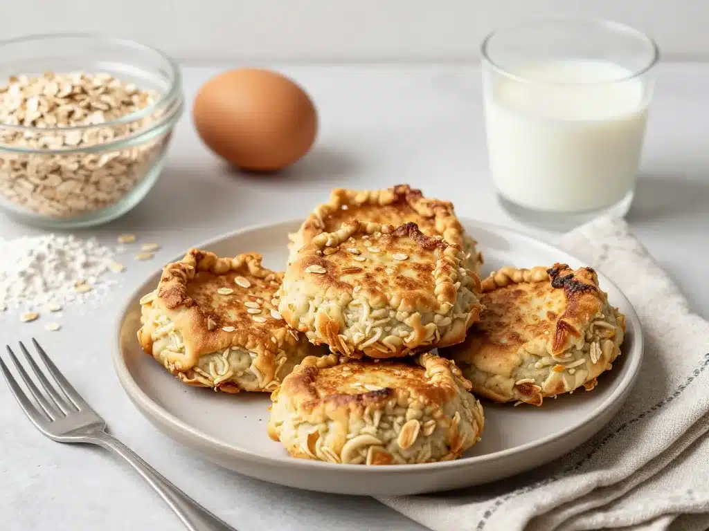 recette galettes son d'avoine sur assiette et ingrédients