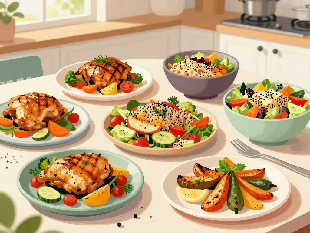 recette poulet healthy avec légumes grillés et quinoa