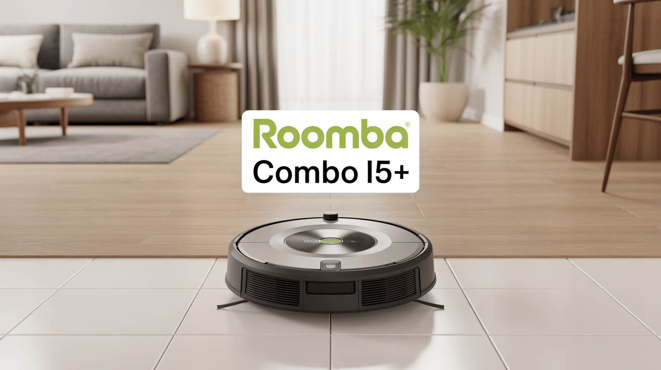 Roomba Combo i5+ dans intérieur moderne sols parquet et carrelage