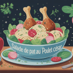 salade de pate au poulet cesar en grand saladier convivial