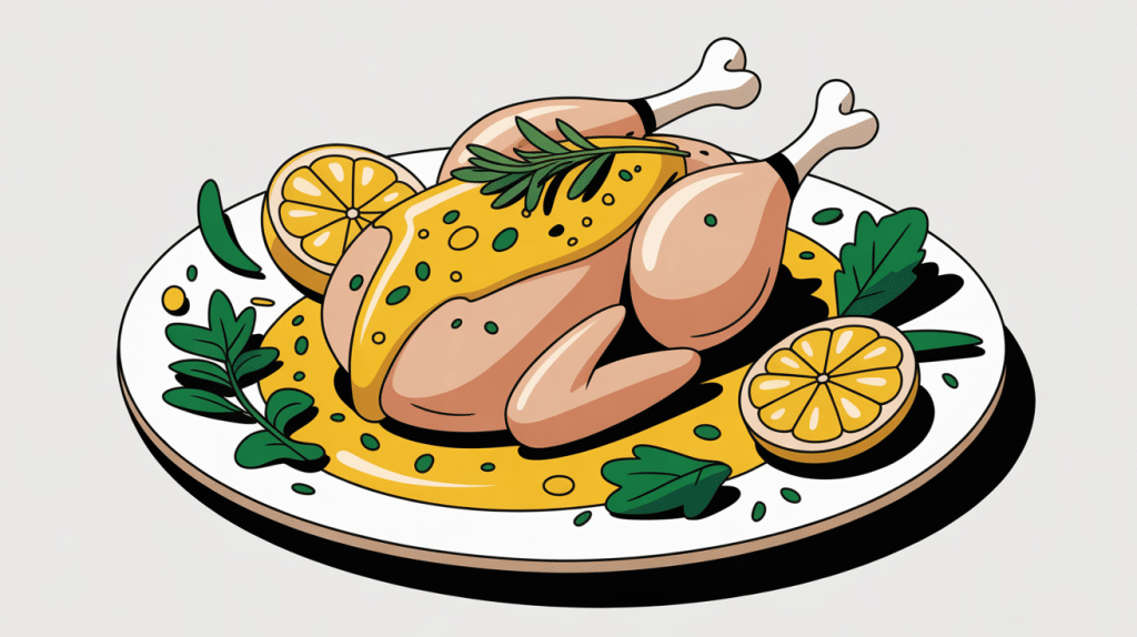 sauce au citron pour poulet sur assiette élégante