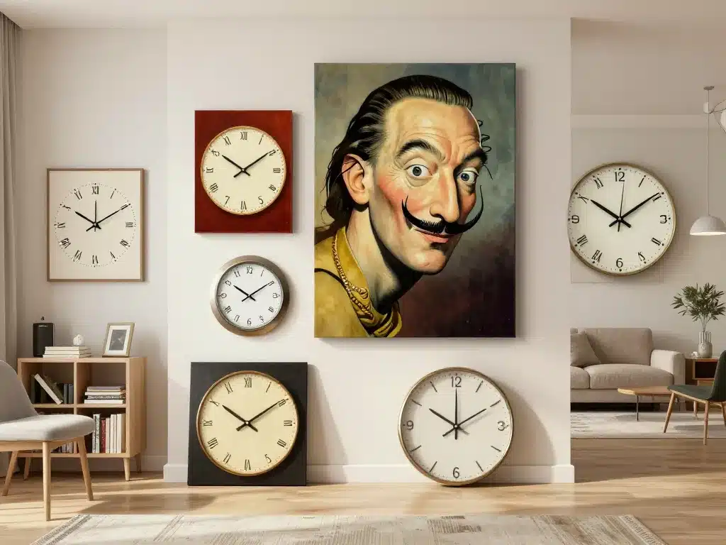 tableau horloge dali différents formats et matériaux déco