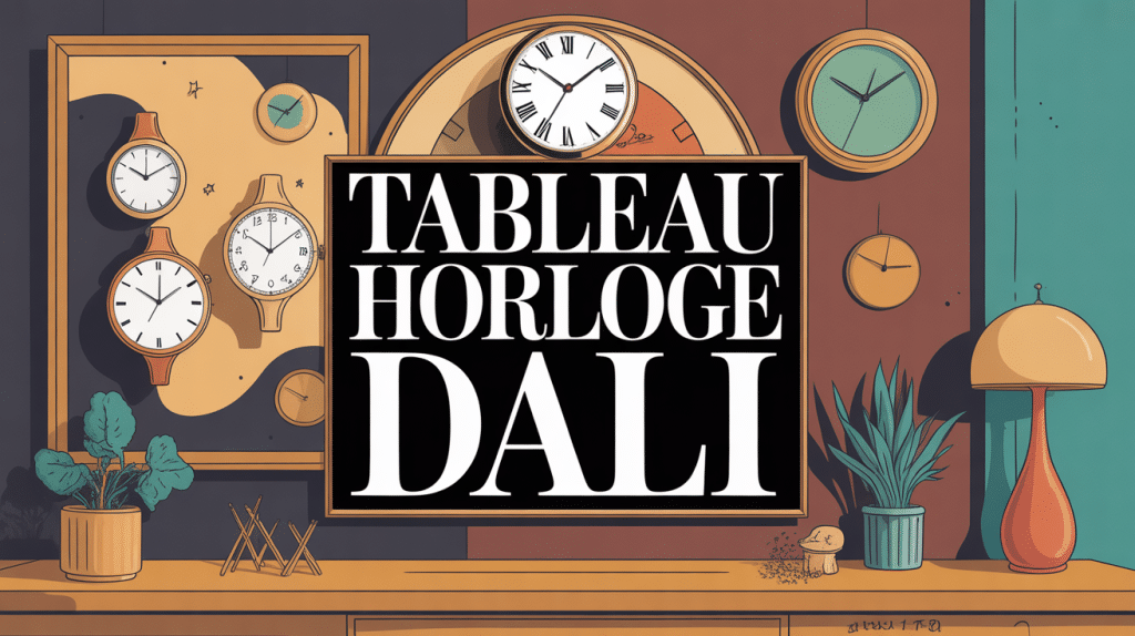 illustration tableau horloge dali surréaliste sur mur décoratif