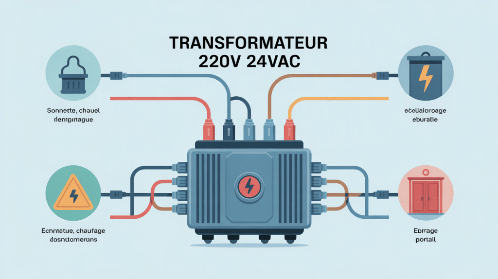 Illustration transformateur 220v 24vac choix installation sécurité