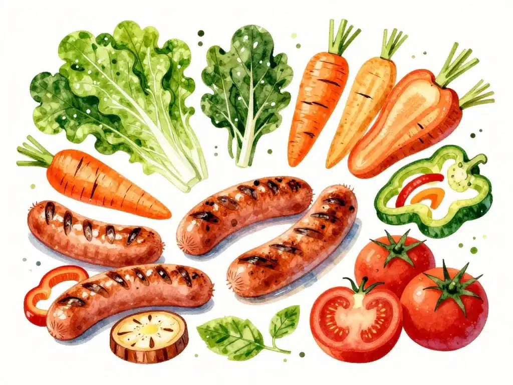 avec quoi accompagner des saucisses légumes et salades variés