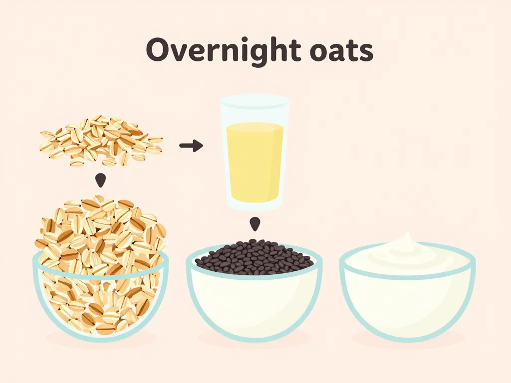 Schéma étapes de base recette overnight oats flocons graine lait