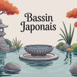 bassin japonais central dans jardin zen