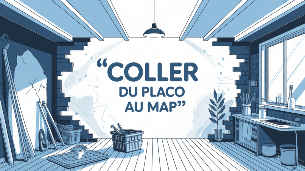 Coller placo au MAP, illustration moderne mur rénovation