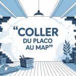 Coller placo au MAP, illustration moderne mur rénovation