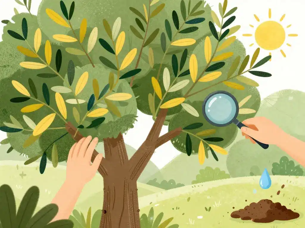 diagnostic feuille jaune olivier causes