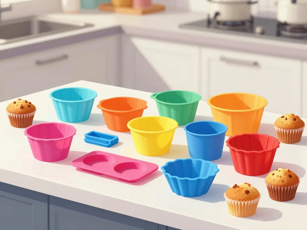 Différents moules muffin silicone colorés et souples