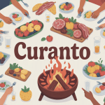 Illustration curanto en fosse et ambiance chaleureuse