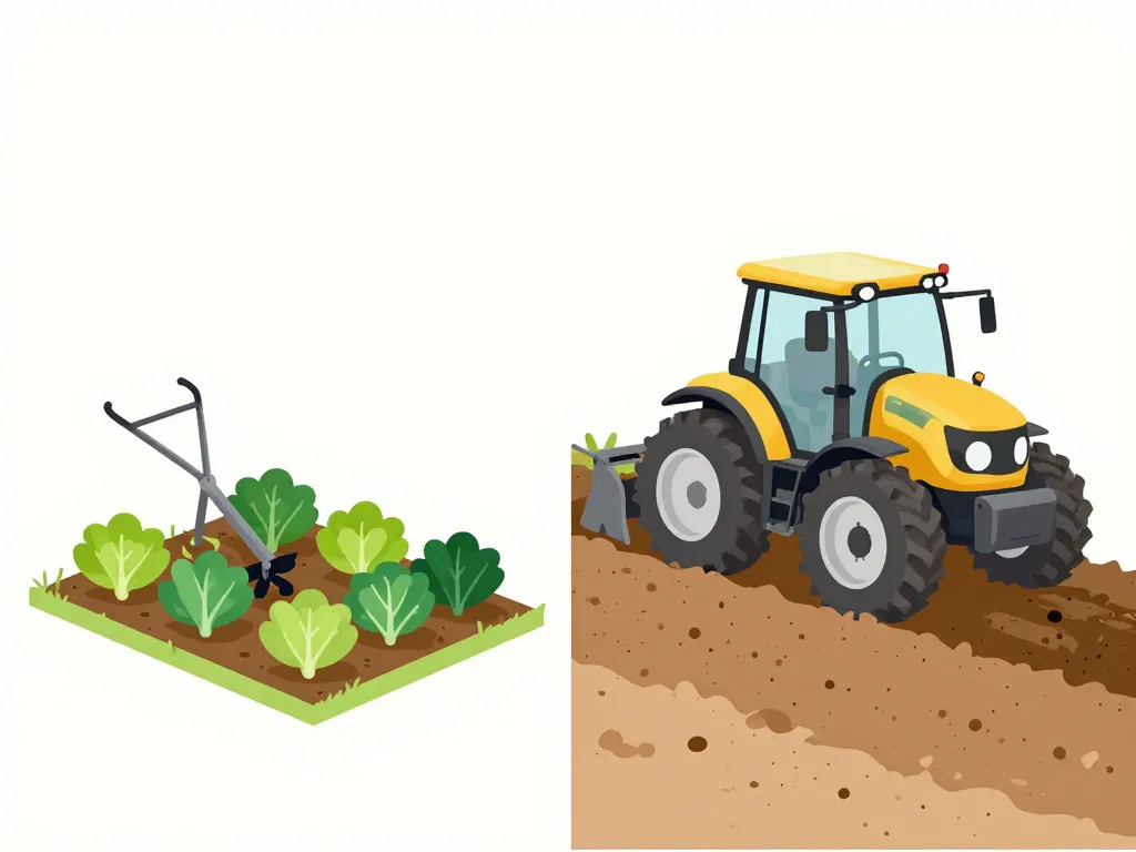 Schéma montrant la différence entre motoculteur et motobineuse sur le terrain