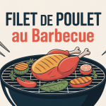 filet de poulet au barbecue illustration braises et légumes