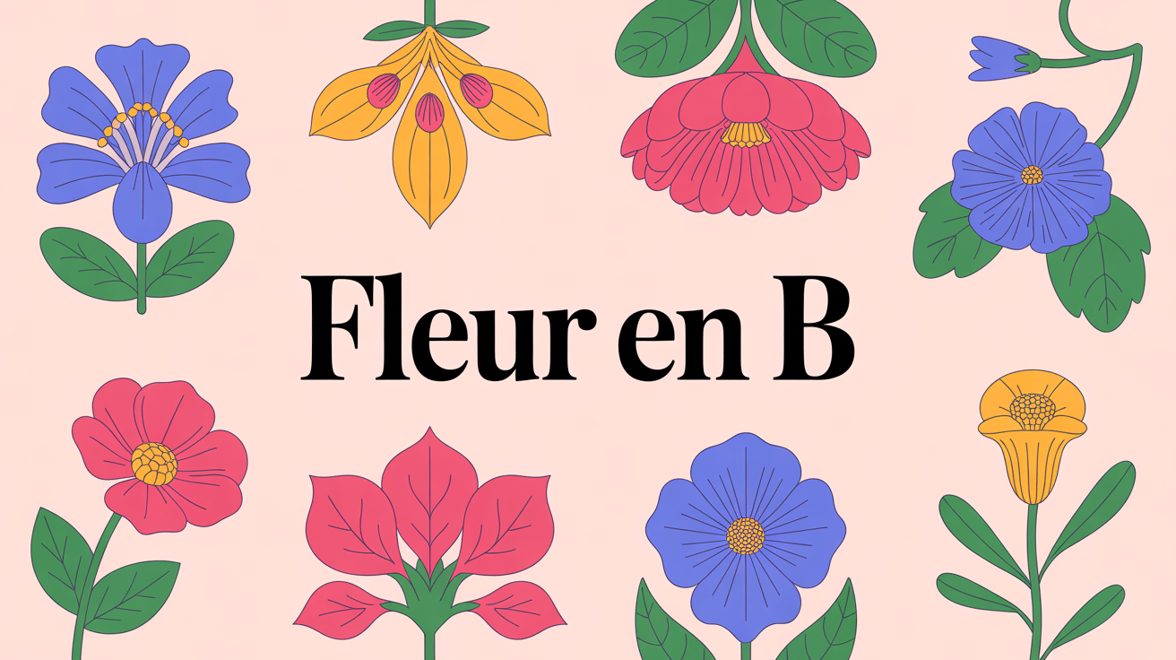 Fleur en b stylisée en bouquet autour du titre