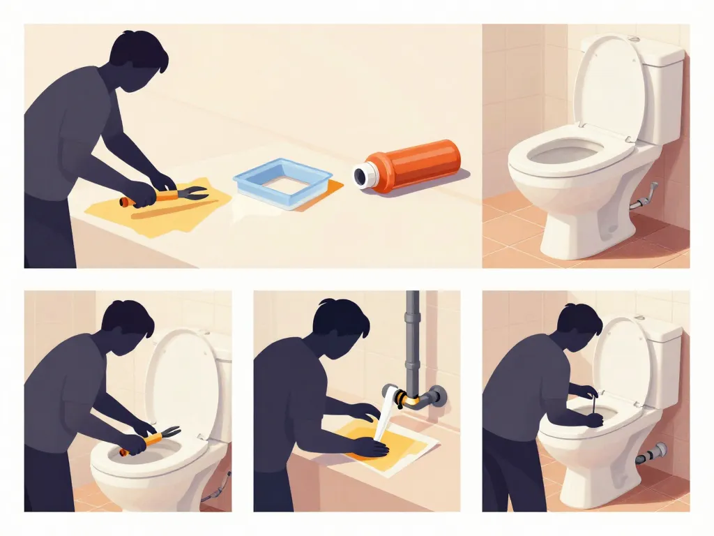 Réparation fuite entre WC et carrelage étapes visuelles