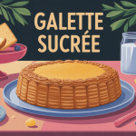 galette sucrée dorée et ingrédients sur table