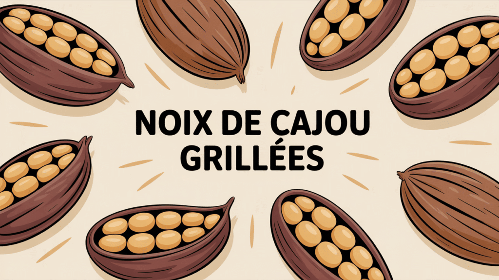 Processus griller des noix de cajou à la maison illustration moderne