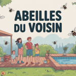 Je suis envahi par les abeilles de mon voisin illustration terrasse et piscine