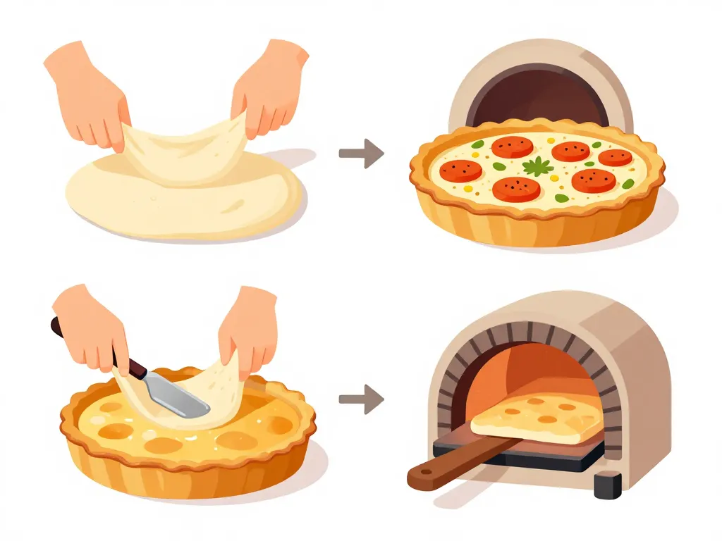 Étapes artisans roi de la tarte flambée cuisson au feu de bois