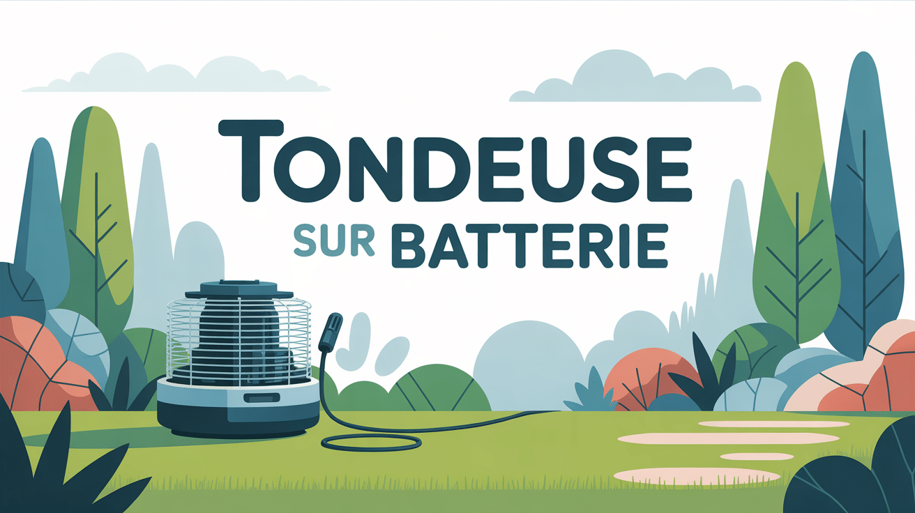 Jardin moderne avec meilleure tondeuse sur batterie au centre