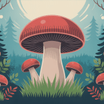 oreille de cochon champignon au centre d'une forêt stylisée