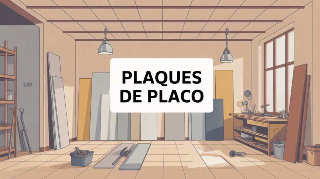 Vue stylisée de plaques de placo en travaux